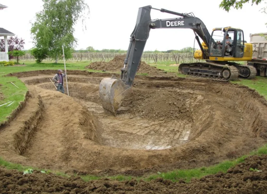 Outdoor pond excavation